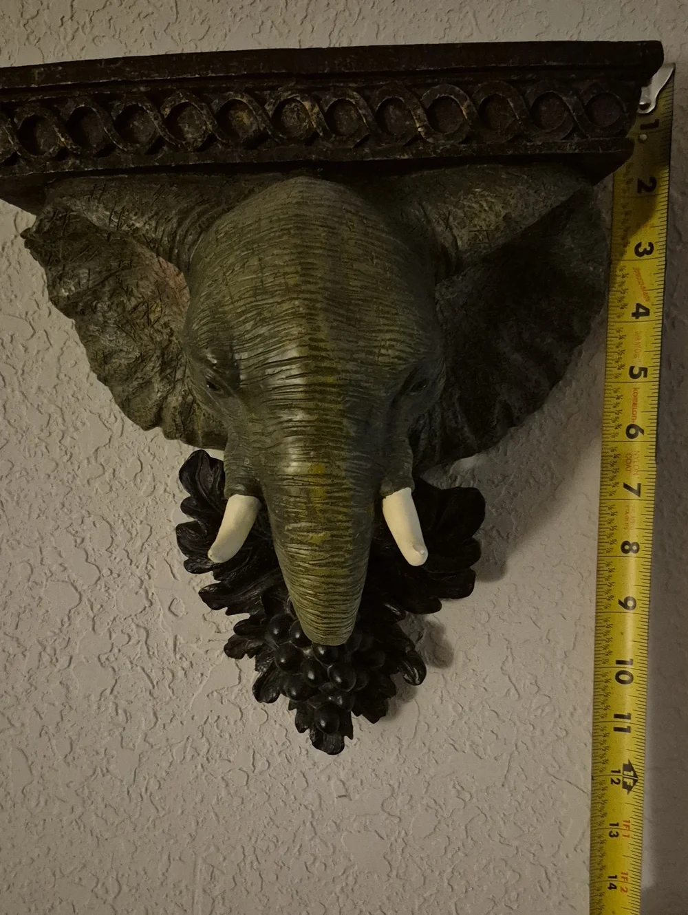 Green Elephant Wall Decor Shelf Accent